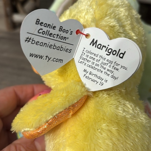 NWT TY Beanie Babies Yellow Chick and Green Bunny Plush Set MARIGOLD AND FERN - Picture 7 of 13